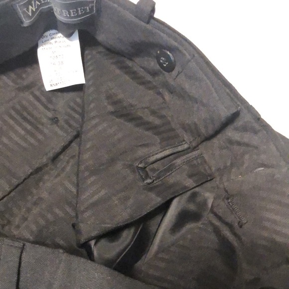 NEW Wall Street men’s 36 x36 poly wool Black Dress Pants Double Pleat Cuffed NWT - Picture 8 of 8